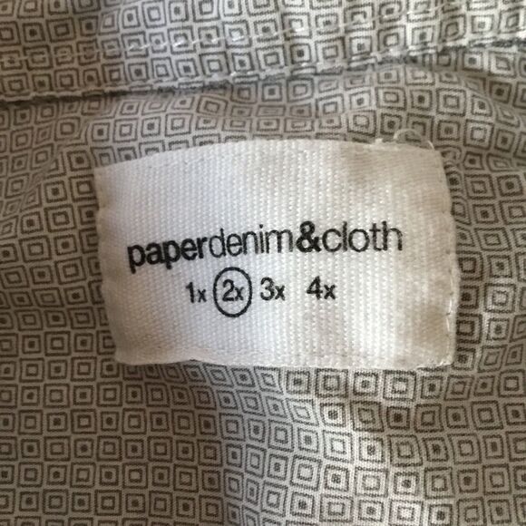 Paper Denim & Cloth Men’s Gray W/Teal Palms Short Seeve Button Down Shirt 2XL - Picture 5 of 5